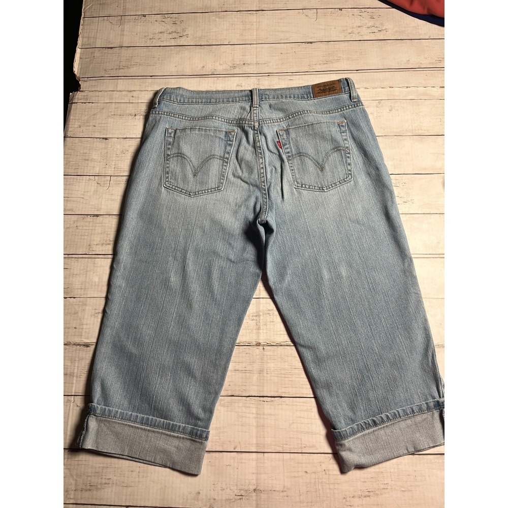 Levis 515‎ Bootcut Capri Jeans Light Wash Denim Cuffed Size 14 Womens